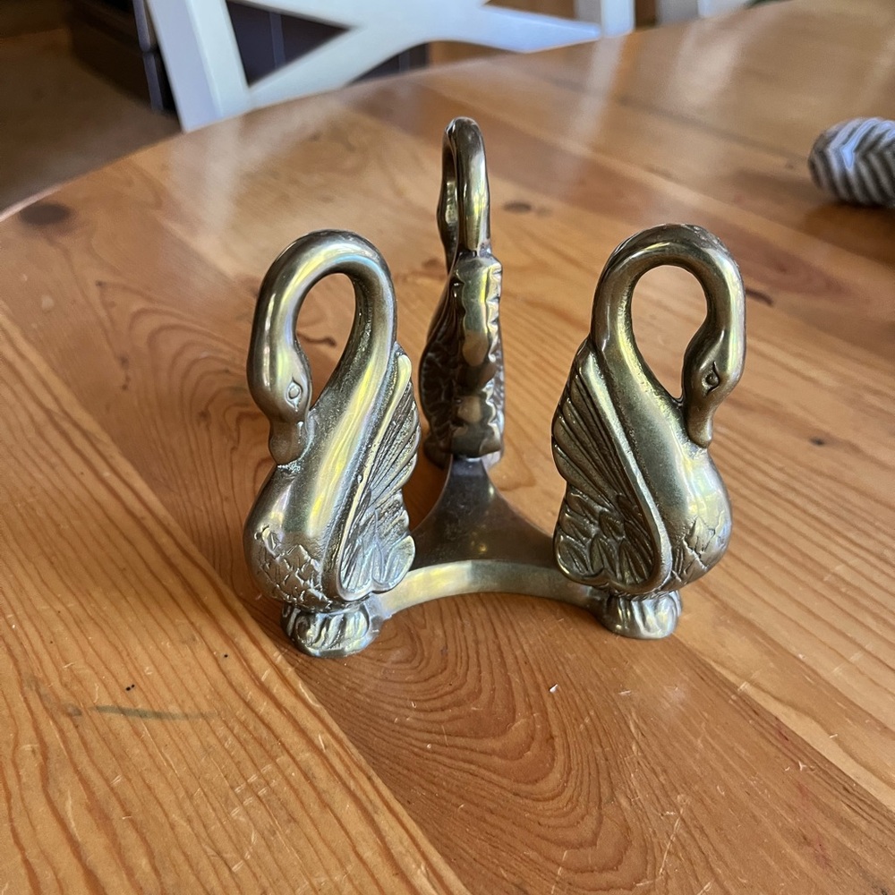 MCM Brass Swan Orb Stand